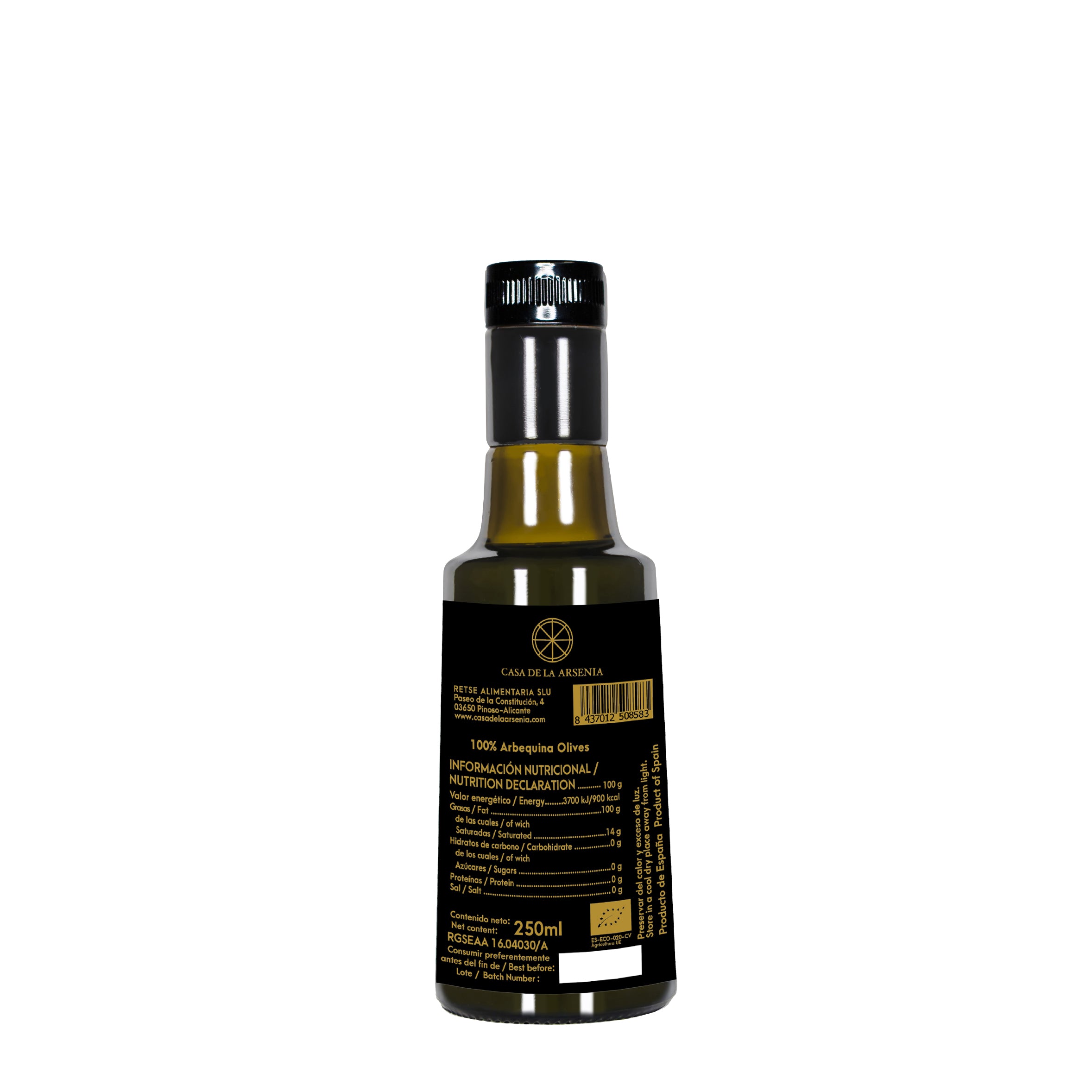 Ma’sarah Arbequina 250 ml – AOVE Ecológico Premium